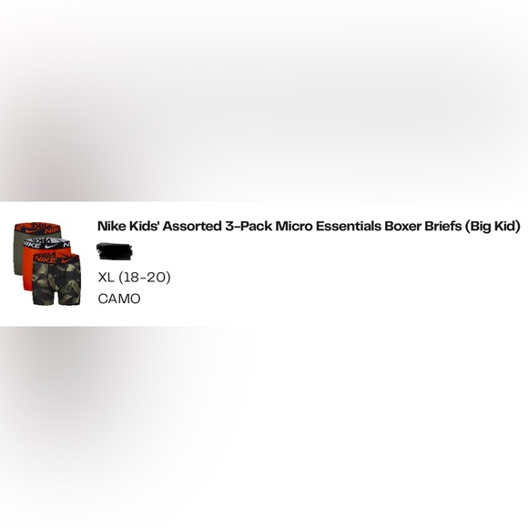 BNIB Nike Kids’ Assorted 3 Pack Micro Essentials Boxer Briefs Big Kid XL 18-20 - Picture 10 of 11